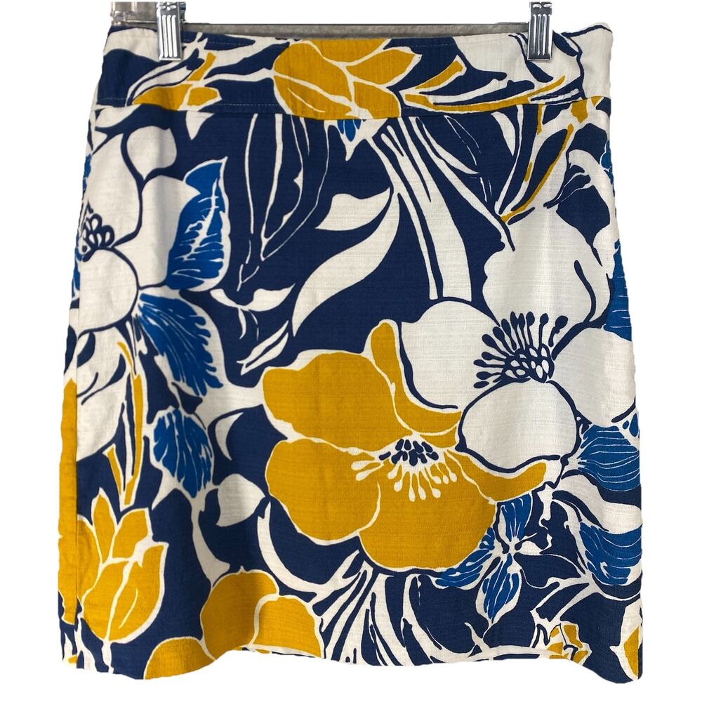 💙 Ann Taylor Linen Floral Mini Skirt Tropical Print | Size 6